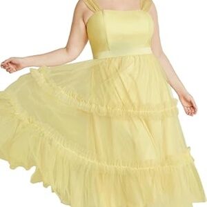City Chic Women's Plus Size Cocktail Charming Dress Yellow
